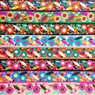 Art Silk Fabric Lace Trim By 9 Yards, Flower Embroidery Indian Laces, Decorative Trim